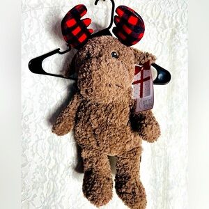 Carried Away By Stepping Stones Plaid Moose Plush Stuffed Animal Backpack